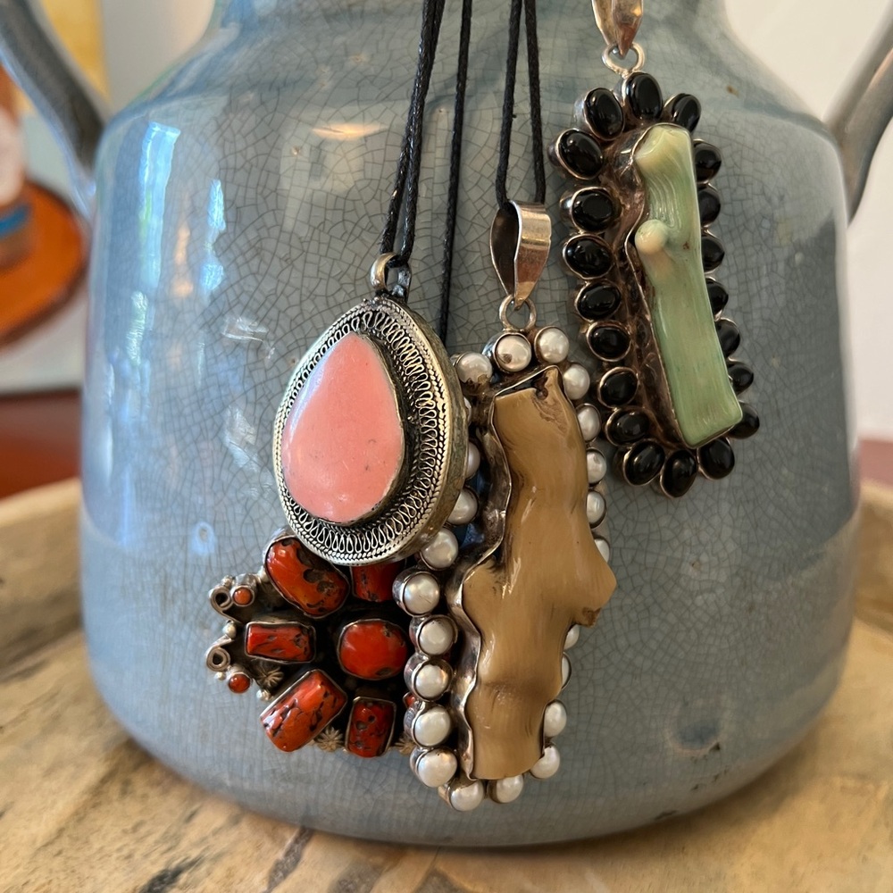 TAN ONLY.  CHAN LUU Upcycled Coral Pendant Necklaces